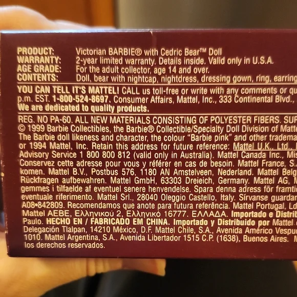 Victorian Barbie Doll with Purple Dress - Picture 7 of 12